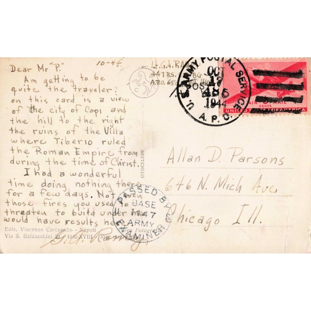 Vintage 1944 Capri Italy Panorama RPPC WWII US Army APO Postcard - Picture 2 of 2